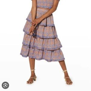 Cleobella
Lana Tiered Floral Organic Cotton Midi Skirt